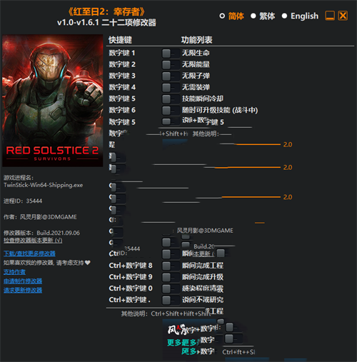 《红至日2：幸存者》v1.0-v1.6.1 二十二项修改器(图1)